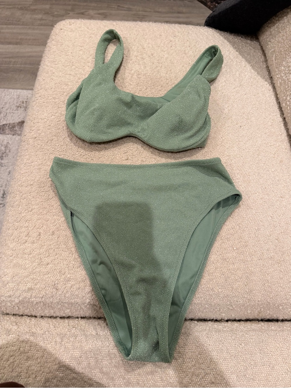 PINK Victoria's Secret Olive Green Textured Bikini Set